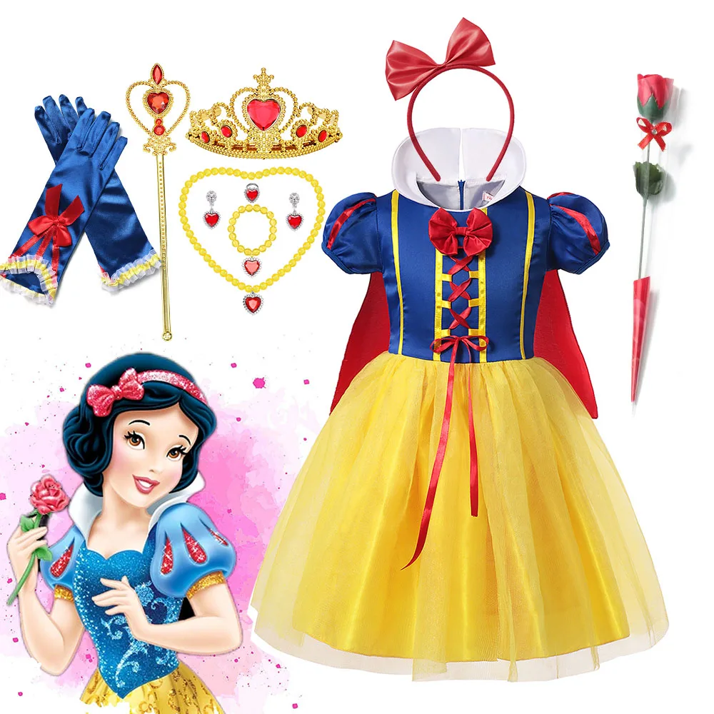 Костюм Принцессы Disney для девочек Белоснежка 2 шт. с накидкой платье на Хэллоуин