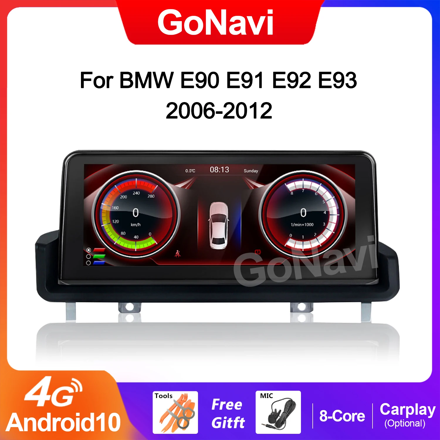 GoNavi Android 10 Car Radio Stereo For BMW E90 E91 E92 E93 2006-2012 WIFI 4G 8 Core Wireless Carplay GPS Navi IPS Screen Stereo GoNavi Android 10 Car Radio Stereo For BMW E90 E91 E92 E93 2006-2012 WIFI 4G 8 Core Wireless Carplay GPS Navi IPS Screen Stereo