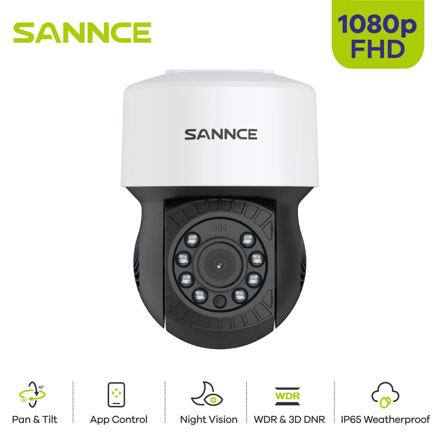 SANNCE AHD 1080P High Clarity Bullet Camera 3.6mm lens supports mobile phone APP DVR Clear day and night vision with auto IR-cut