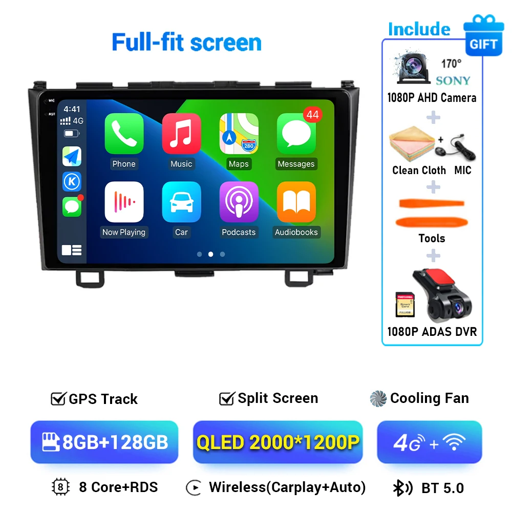 

Android 15 беспроводной автомобильный радиоприемник Carplay для Honda CRV CR-V 3 2007 2008 2009 2010 2011 мультимедийный GPS авторадио 4G WIFI DSP