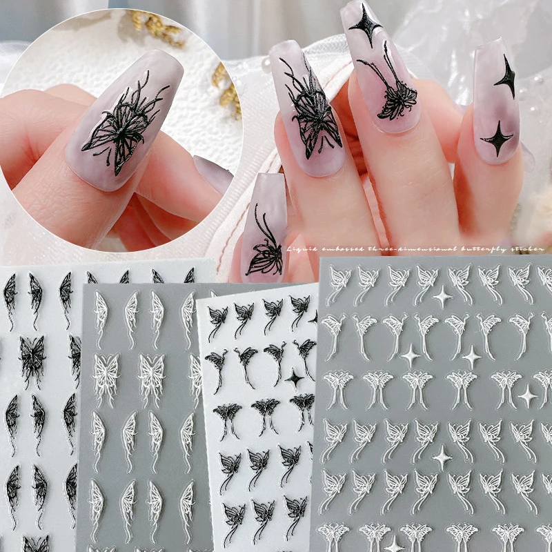 

Nail Foils Laser Gilding Flower Butterfly Star Pattern Nail Art Decorations Gold Realistic Manicure Nail Decals Polish Stickers