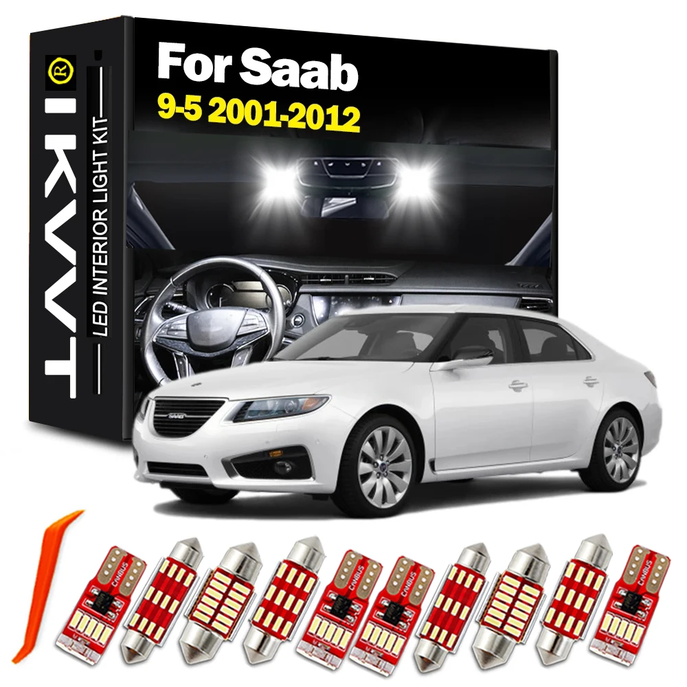 

IKVVT Canbus Car Accessories LED Interior Map Dome Trunk Light Bulbs Kit For Saab 9-5 2001-2006 2007 2008 2009 2010 2011 2012