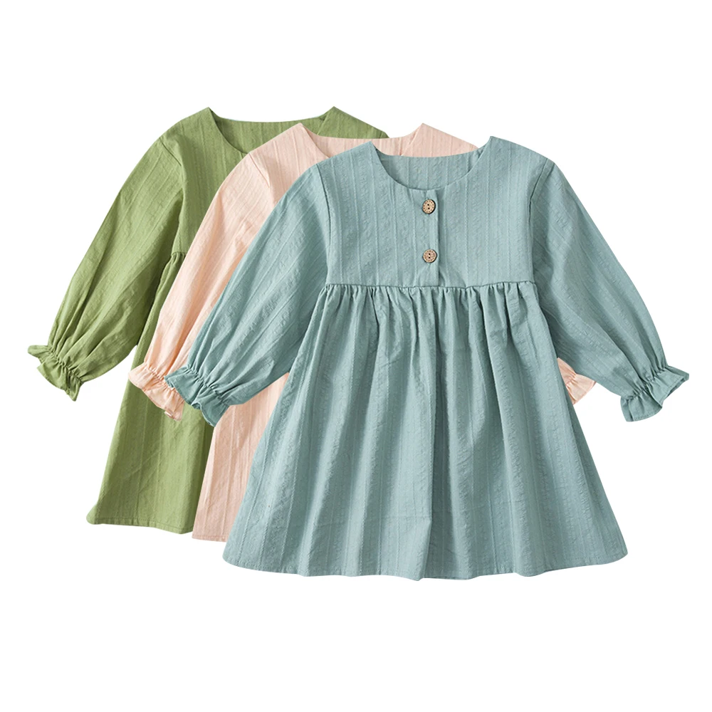 

Kids Baby Girls Ruffle Dress Toddler Children Autumn Spring Casual Party Long Sleeve Princess Dresses Tops Clothes 2-6 Years