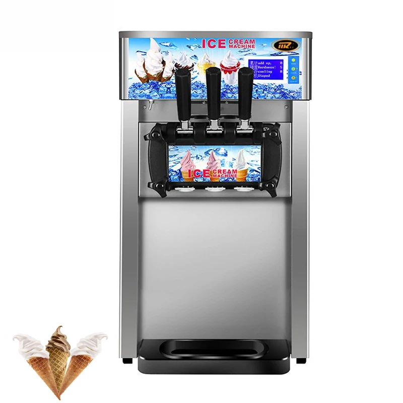 

Electric Ice Cream Making Machine Stainless Steel Ice Cream Makers 3 Different Flavors Soft Ice Cream Vending Machine