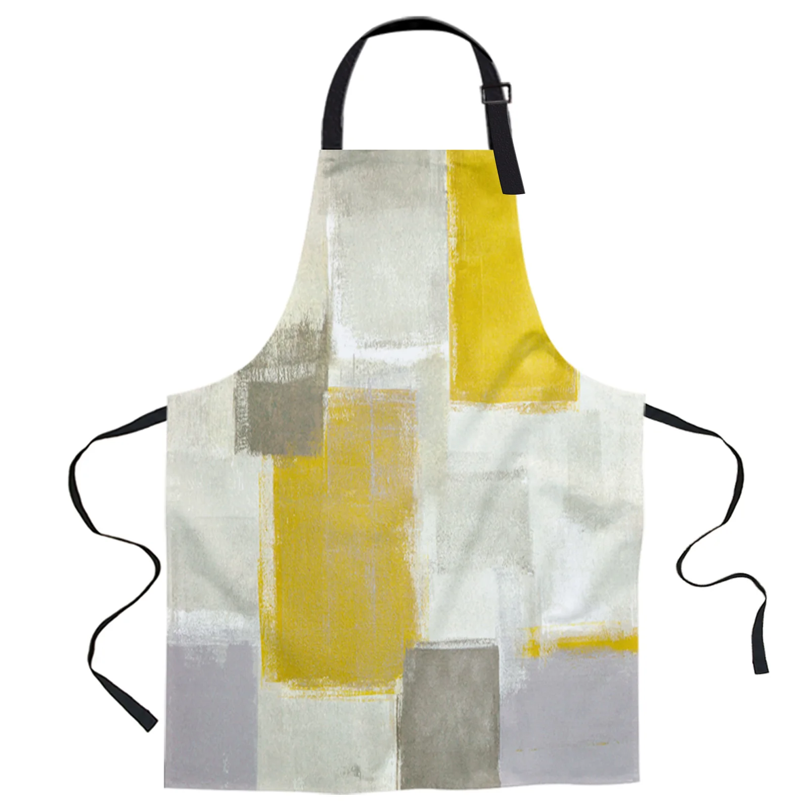 

Yellow Smudge Paint Graffiti Design Adjustable Canvas Kitchen Coffee Apron Ladies Couple Cooking Dining