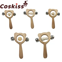 coskiss baby toys beech wood bear hand teething wooden ring baby rattles play gym montessori stroller toys educational toys
