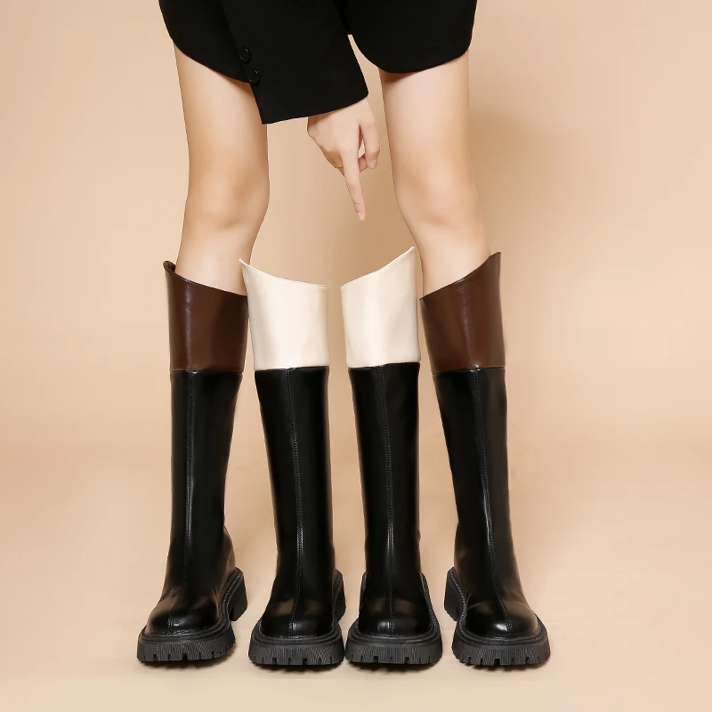 

Женские сапоги в стиле «лолита»-женские сапоги на молнии с круглым носком, привлекательные ботфорты на высоком каблуке, Осенние римские сап...