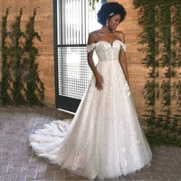 vestido de novia backless boat neck wedding dress sweetheart lace appliques boho design formal court train bride gowns customize