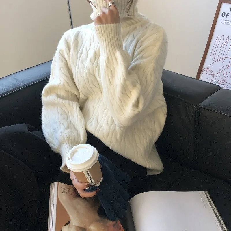 Женский свитер с высоким воротником осень-зима 2024 новый дизайн свободная модная