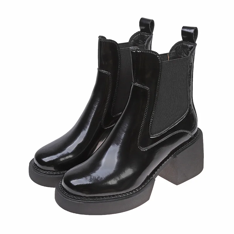 

Женские ботильоны, кожаная женская обувь, брендовые дизайнерские ботинки челси, женские ботинки на платформе без шнуровки, короткие ботинк...