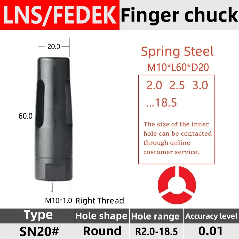

Пальцевой патрон Fedek LNS SN20# M10*1.0
