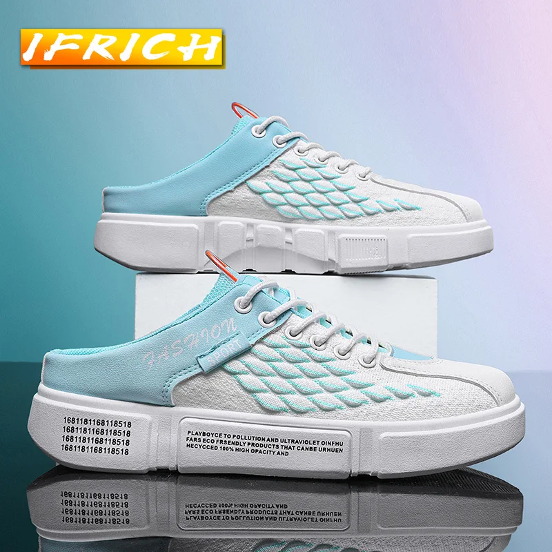 

Summer Men Casual Shoes Fashion Half Drag Male Casual Sneakers Breathable Half slippers for Man Popular Walking Shoes Mens