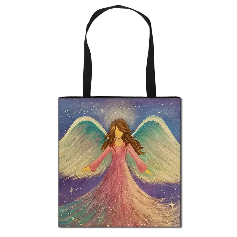 Женская Холщовая Сумка для покупок с принтом Ангел