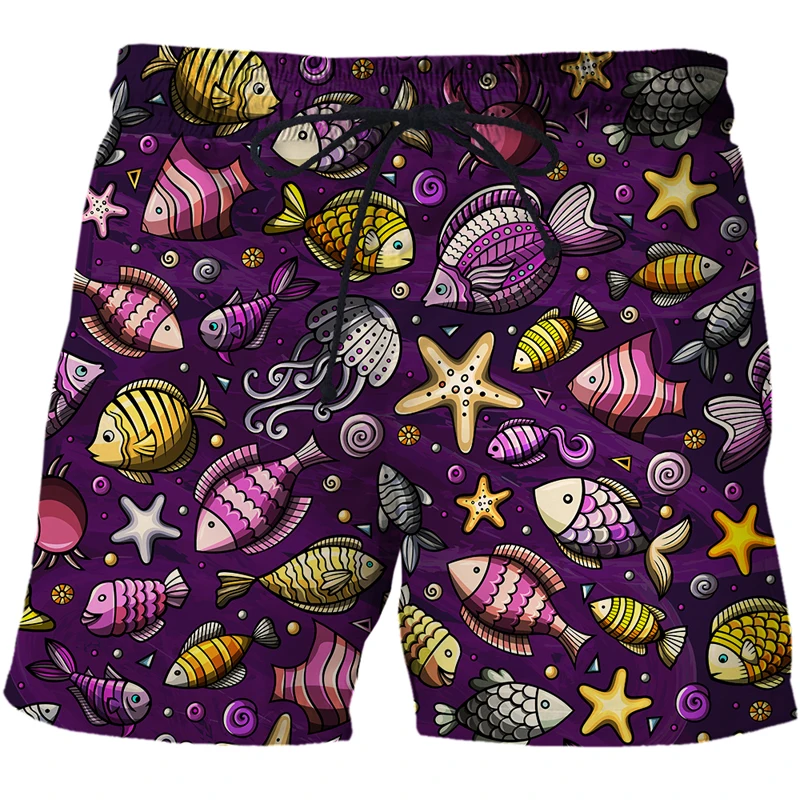 

2022 Summer New Swimsuit Beach Quick Drying Trunks For Men Swimwear Sunga Sea World Fish Starfish Board Shorts Oversized Trunks