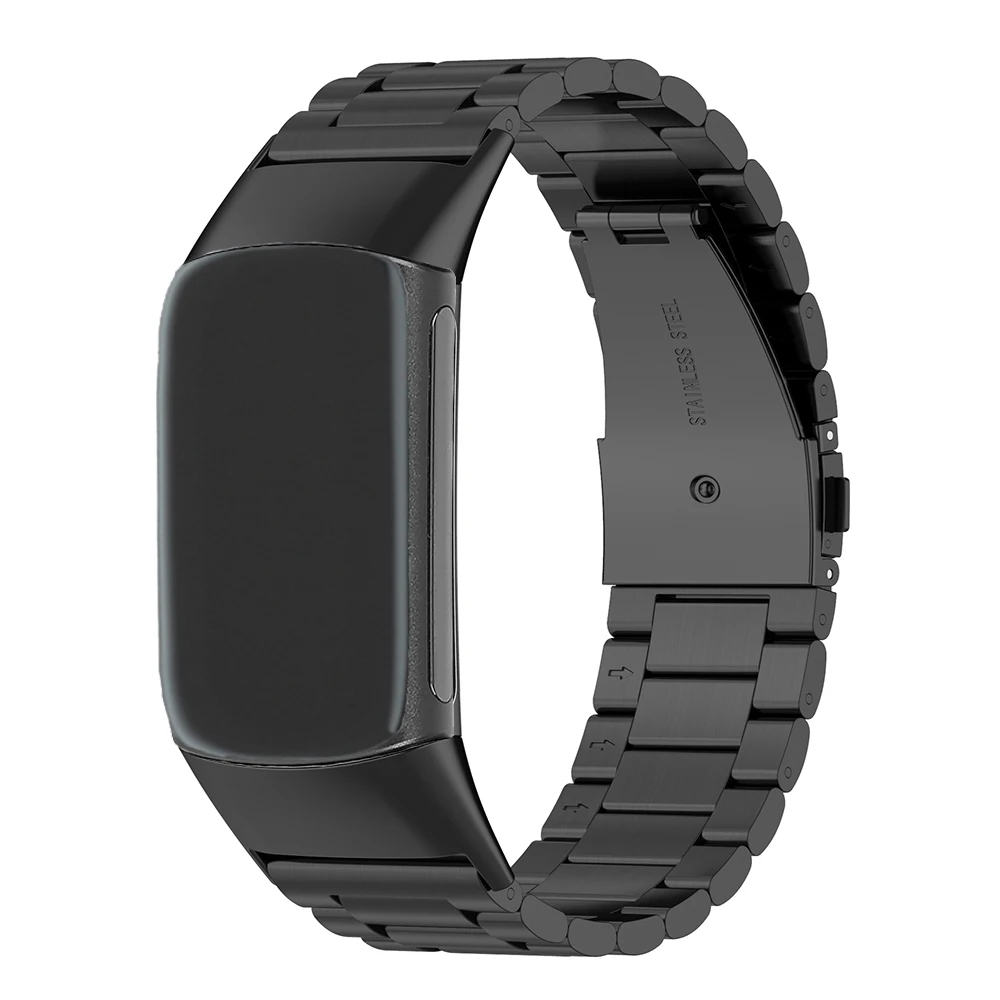 For New Fitbit Charge 5/4/3/2 atrap band charge 5  Stainless steel Metal buckle band strap wristband smartwatch band  black