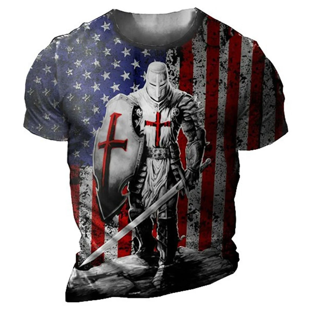 

Summer Vintage T-Shirt for Men's American Print T-Shirt Fashion Knight Top Tee Short Sleeve Oversized Men Clothing 2022 New 6XL