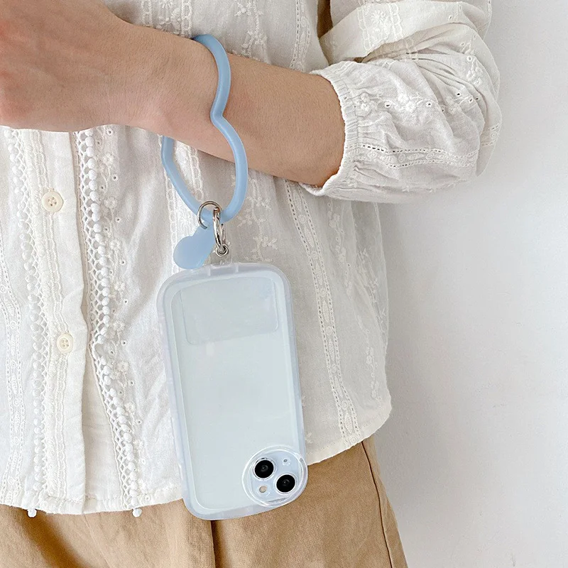 

Summer Cute Cell Phone Love Heart Shape Hanging Ring Pendant Fashion Bracelet Anti-Lost Wristband Lanyard Candy Color