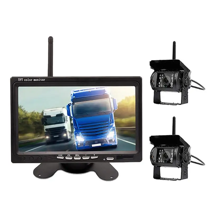 

7 Inch Wireless Car Monitor Screen Durable Car Reversing Camera Kit 18 Infrare Lights Night Vision Reverse Vehicle Reversing