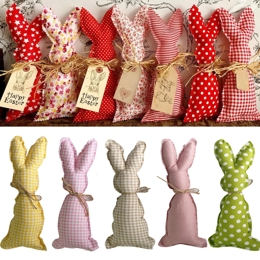 

1pc Easter Cotton Fabric Rabbit Ornament Pink Yellow Rabbit Pendant for Easter Home Party Table Decoration Kids Crafts Supplies