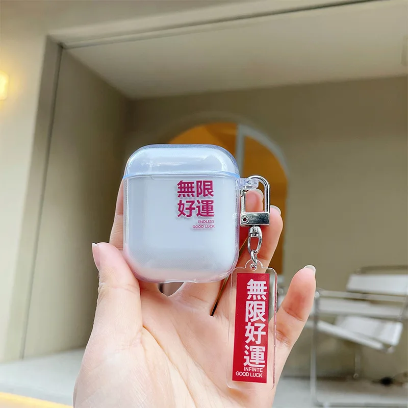 

Твердый чехол с мультяшными буквами для Apple Airpods 2, Роскошный прозрачный чехол для наушников, простой милый художественный чехол для гарниту...