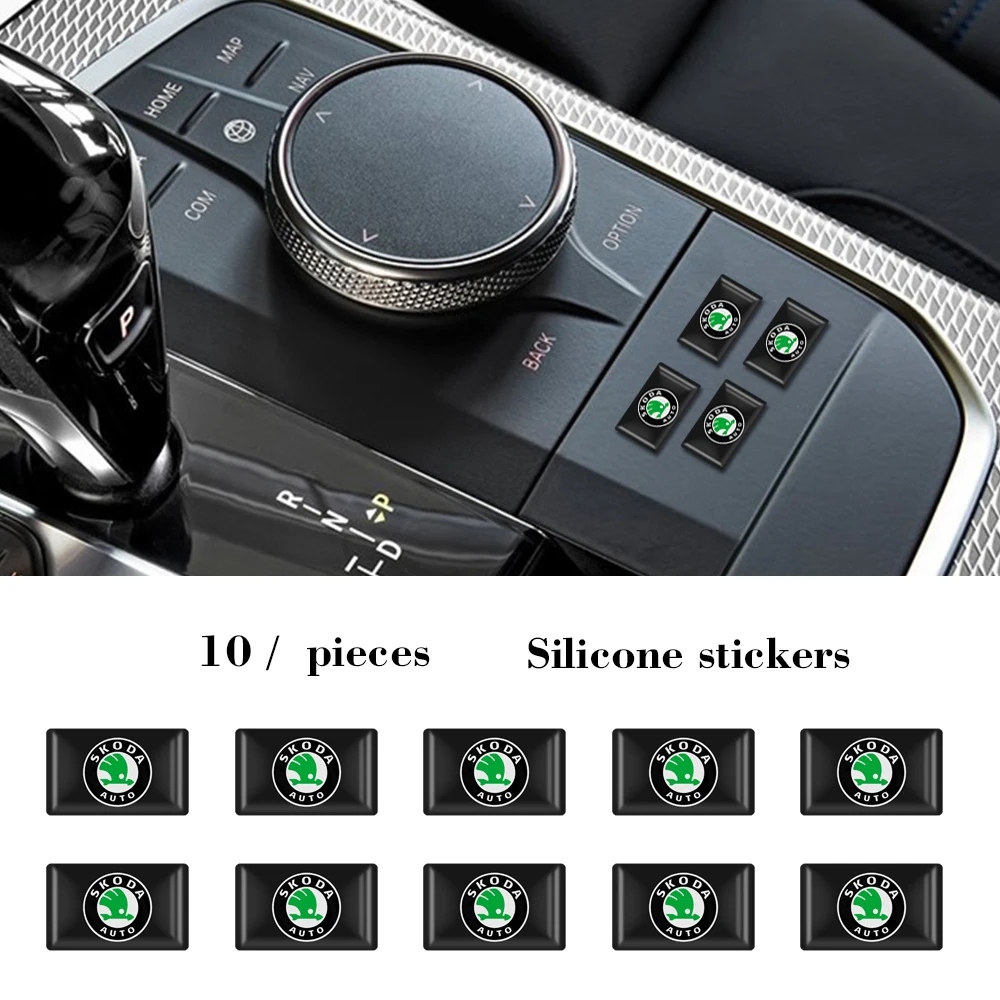 

10Pcs 3D Car Styling Decorative Epoxy Resin Emblem Badge Sticker Decals For Skoda Octavia Fabia Rapid Yeti Kodiaq Superb Octavia