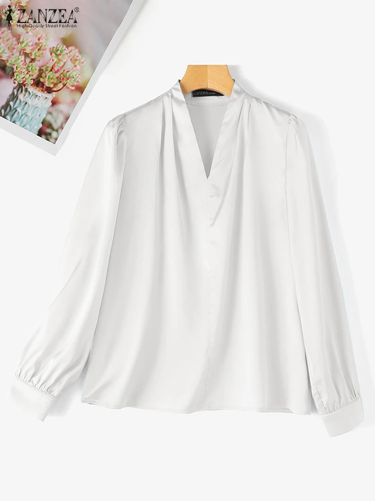 Женский топ с длинным рукавом-фонариком ZANZEA элегантная женская офисная