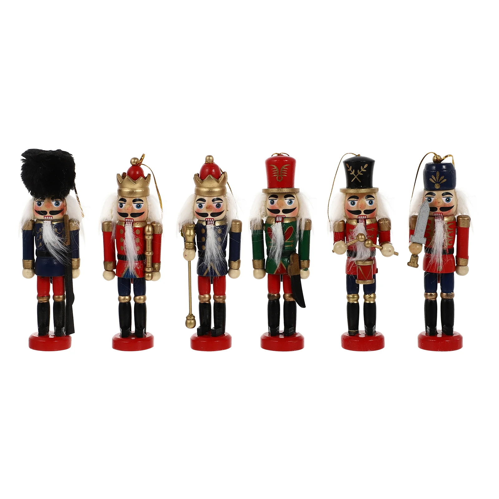 

6 Pcs Nutcracker Soldier Decor Micro Toys Miniature Ornament Christmas Decoration Wooden Adornment Home