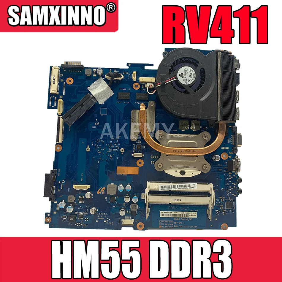 

SAMXINNO Laptop Motherboard for SAMSUNG RV411 Mainboard BA92-07395B BA41-01432A HM55 DDR3 Free Heatsink & HDD Cable