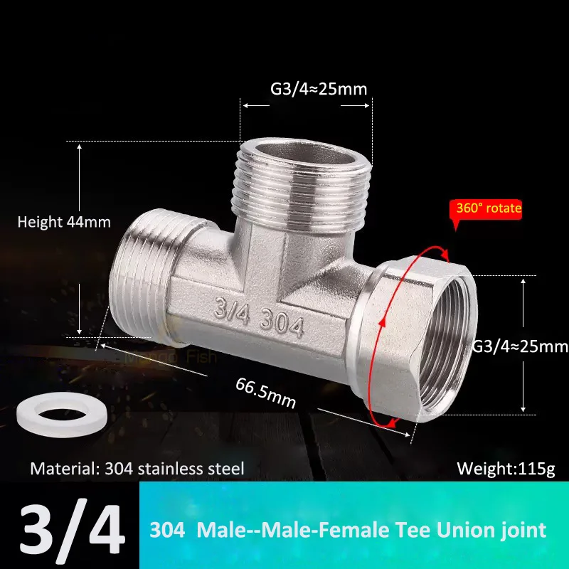 1 шт., подвижное соединение из нержавеющей стали 304, 3/4 дюйма, BSPT, женское и мужское стыковое соединение, коленчатый адаптер, тройник, муфта, сантехнические фитинги