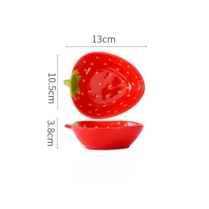 

Керамическая тарелка для соуса в форме клубники с героями мультфильмов, посуда, креативная тарелка для фруктов, суши, десерта, торта, высокоэстетичная посуда для завтрака