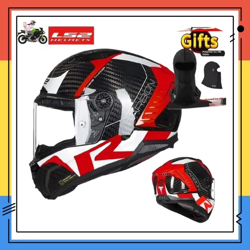 LS2 Motorcycle Helmet Original Full Face THUNDER ls2 6K Carbon Fiber Motobike Racing Track FF805 Cascos Para Moto Helmets