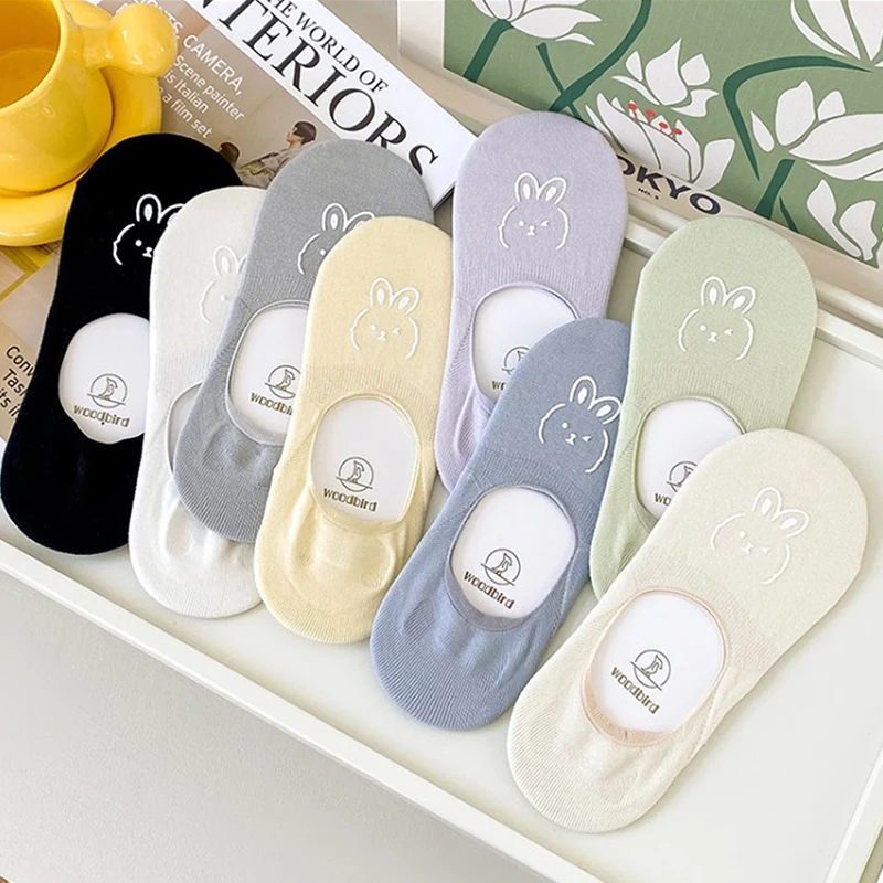 

Solid Color Sock Slippers Cute Cartoon kawaii Low Cut Ankle Boat Socks Women Cotton Thin Breathable Girls Invisible No Show Sock