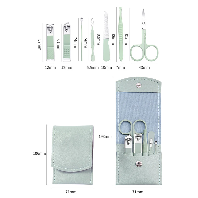 

7Pcs/set Nail Manicure Set Stainless Steel Nail Art Clipper Cuticle Nipper Scissor Kit With PU Leather Bag Grooming Beauty Tools