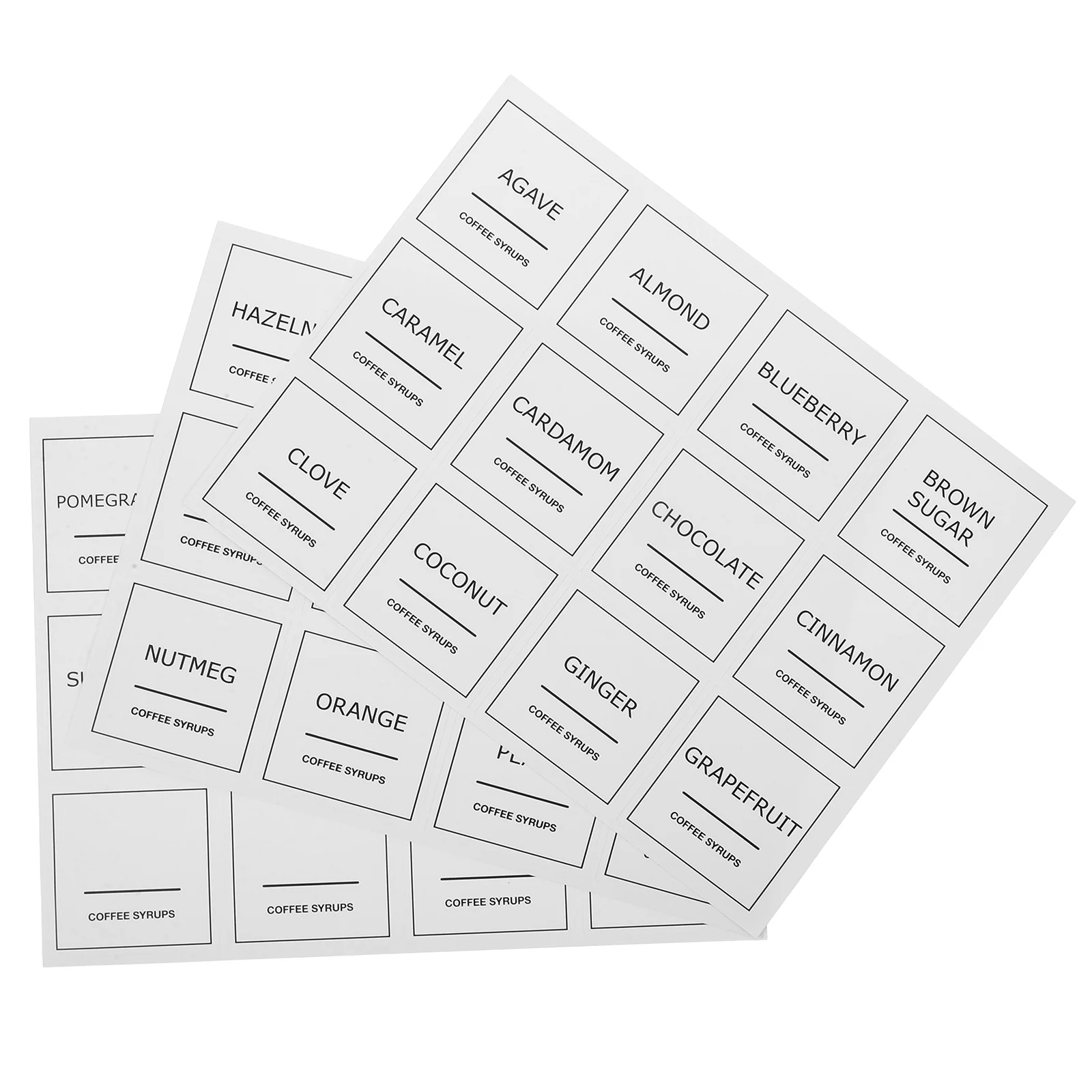 3 листа этикетки для ароматизаторов кофе Essentials сироп пищевых контейнеров бар