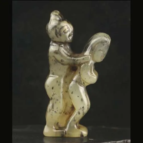 

Старая резная статуя мужчины и женщины из натурального нефрита подвеска #15