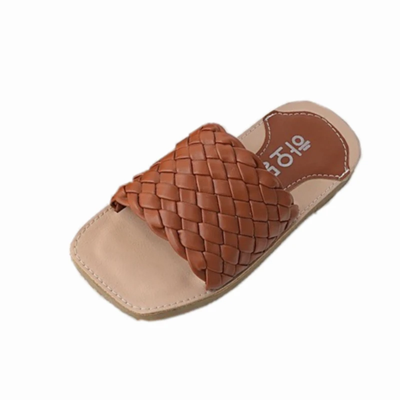 

15.5-19.5cm Brand Girls Boys Summer Shoes,Fashion Weave Rome Beach Sandals,Candy Solid Soft Kids Out Walkers Slippers Size 8 10