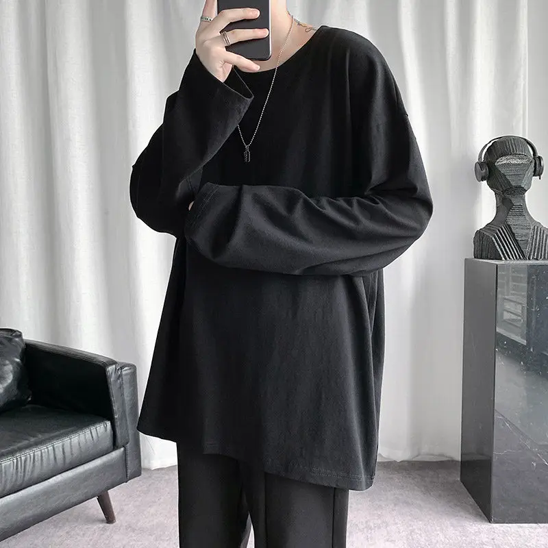 Autumn New Men's Solid Loose Long sleeves Shirt Korean Sle Trendy All-Match Bottoming Casual Top |