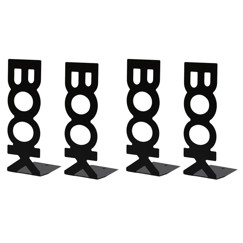 

2 Pair Bookends For Library School Book Holder Book Letter Book Baffle Black