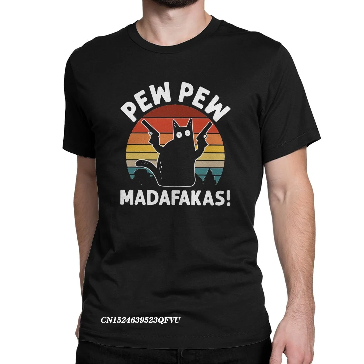 

Black Cat Pew Pew Madafakas Men Tops T Shirts Funny Amazing Tee Shirt Harajuku Manga Tee Shirt Cotton Big Size Clothing