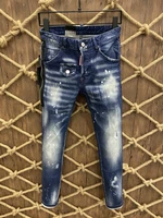 european american fashion brand dsquared2 personality stretch jeans mens paint splashing slim trousers 9718