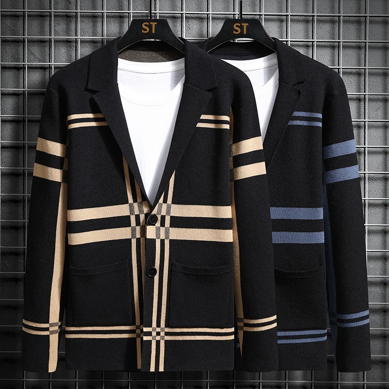 

Fashion Men's Slim Fit Solid Cardigan Autumn Long Sleeve Fashion Korean Style V-neck Collar Casual Fashion Men's Jackets