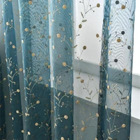 luxury cheery embroidered tulle curtain for living room wedding lilacs blue romantic translucent drapes wp120b