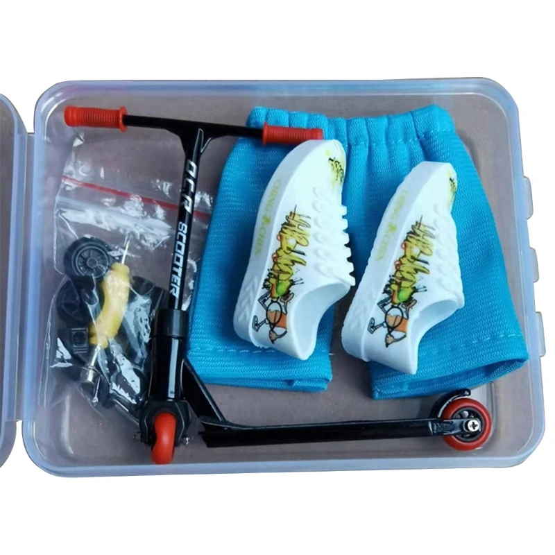 

Finger Scooter Toy Mini Alloy Scooters Finger Board Accessory with Finger Pants and Shoes Kids Finger Toy Party Favor