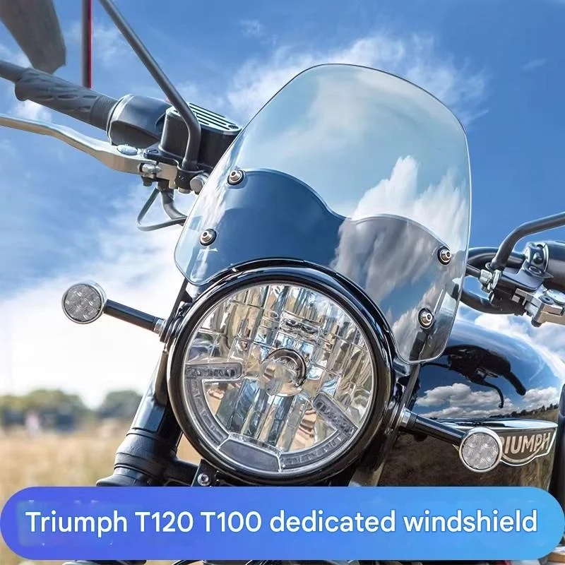 Фото Ветровой дефлектор для мотоциклов Bonneville T100 T120: модифицированное ветровое стекло, улучшение аэродинамики, снижение вибрации от ветра №5
