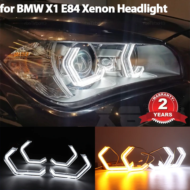 

Car Angel Eyes Ring Led DRL Daytime Running Light for BMW X1 X 1 E84 2009-2015 Xenon Headlight M4 style Turn Signal White Yellow