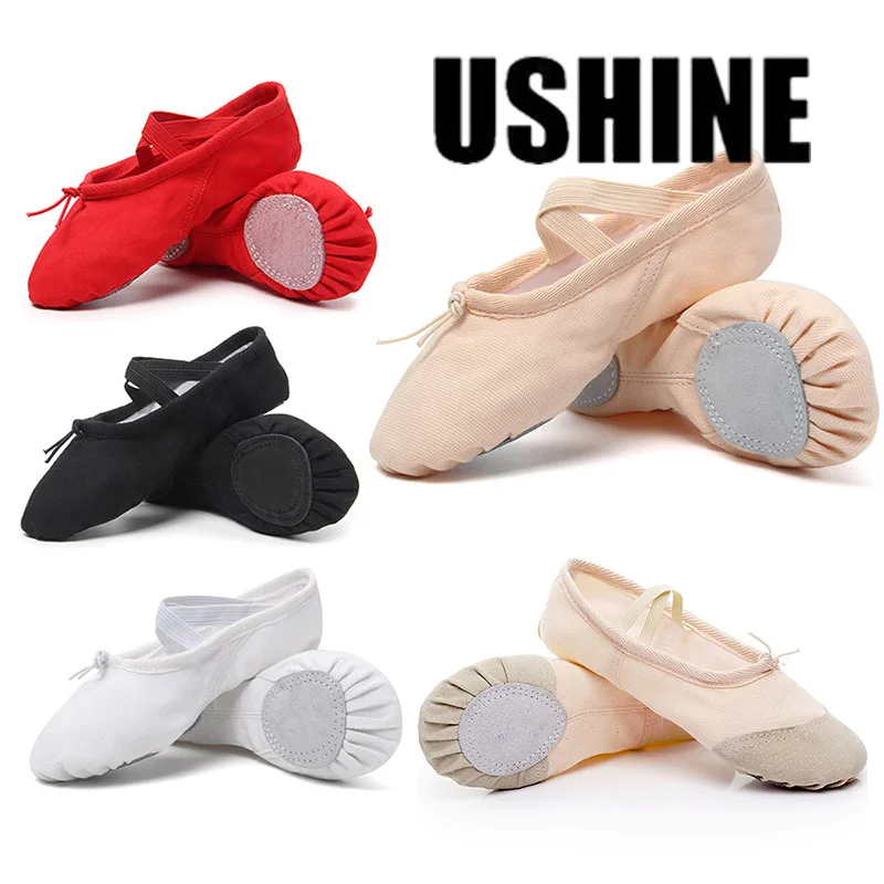 

USHINE Ballet Canvas Dance Shoes Slipper for Kids Toddler Women Ballet Slippers for Dancing