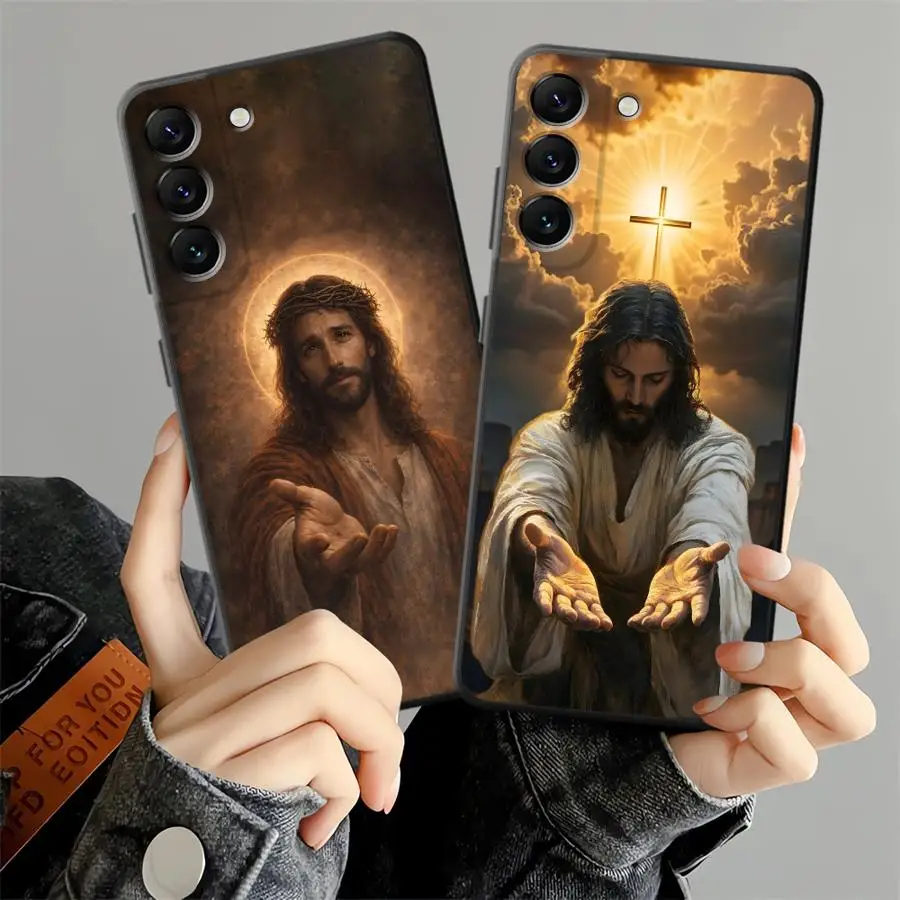 Фото Креативный чехол для телефона с изображением Иисуса для Samsung Galaxy A52 A36 A37 A53 A17 A73 A51 A06 A55 A57 A15 A23 A25 A16 A05 A41 A70 A50 №1