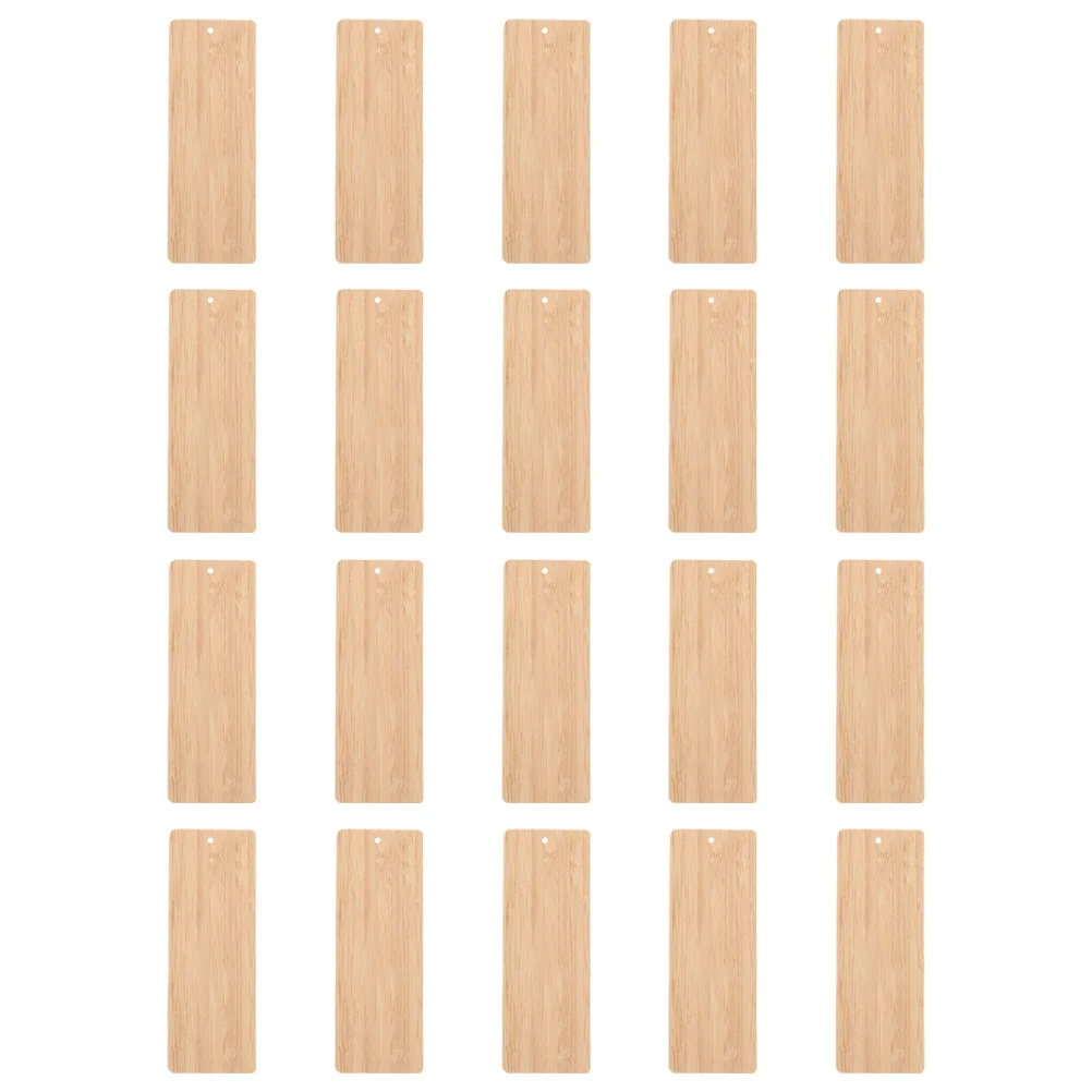 

20 Pcs DIY Bamboo Wood Bookmark Wooden Bookmarks Tag Blank Decoration Ornaments Unfinished Holes Gift Tags