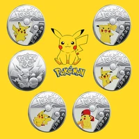 anime peripheral hand made pokemon pikachu commemorative gold coin game collection card model character kawaii toy birthday gif