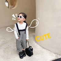 2022 summer new baby girl sleeveless romper fashion kids plaid jumpsuit cotton girls overalls infant trousers